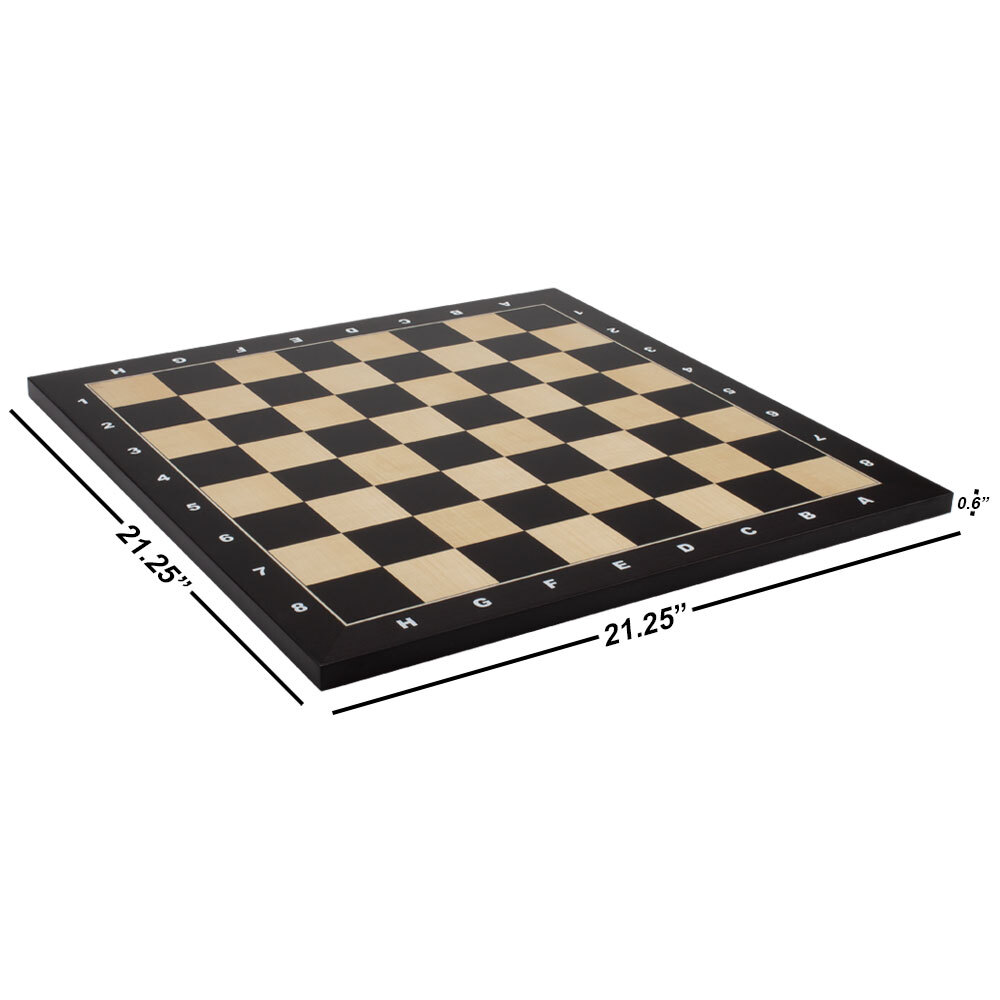 21×21″ Maple Inlaid Wood Chess Board with 57mm Square. Pro Flat Chess Game Board