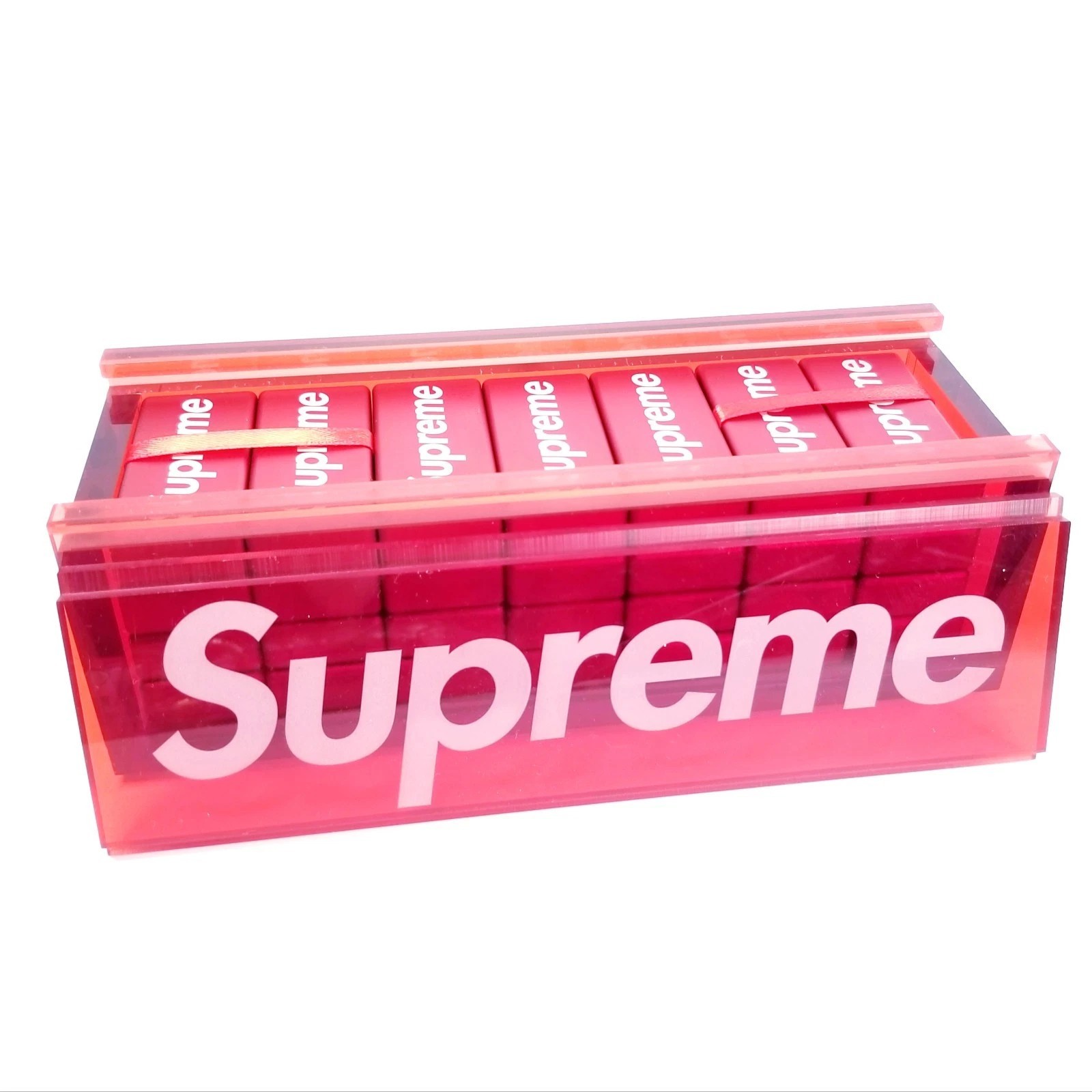 Supreme Aluminum 28 Piece Red Domino Set w/ Acrylic Case FW22 – New with Box
