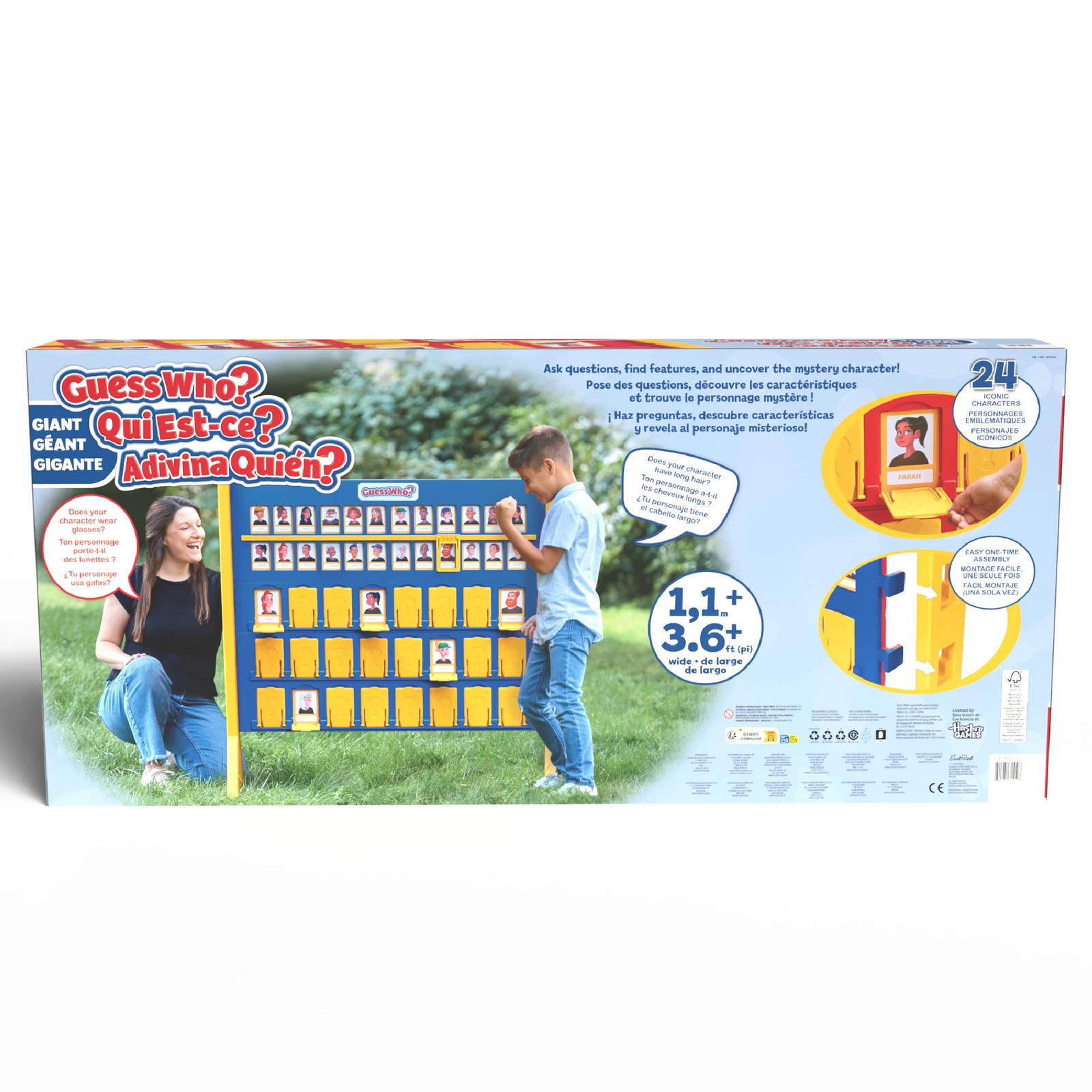 Giant Guess Who? 3.6 ft Double‑Sided Board 48 Oversized Cards Indoor Outdoor NEW