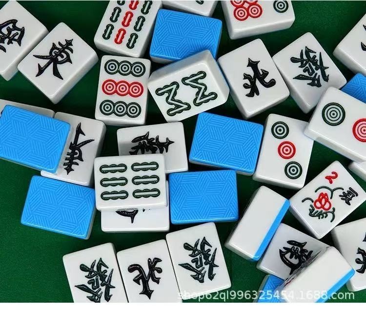 Mahjong Set 144 Tiles Chinese Mahjong Game Travel Case Portable Full Size 42mm B