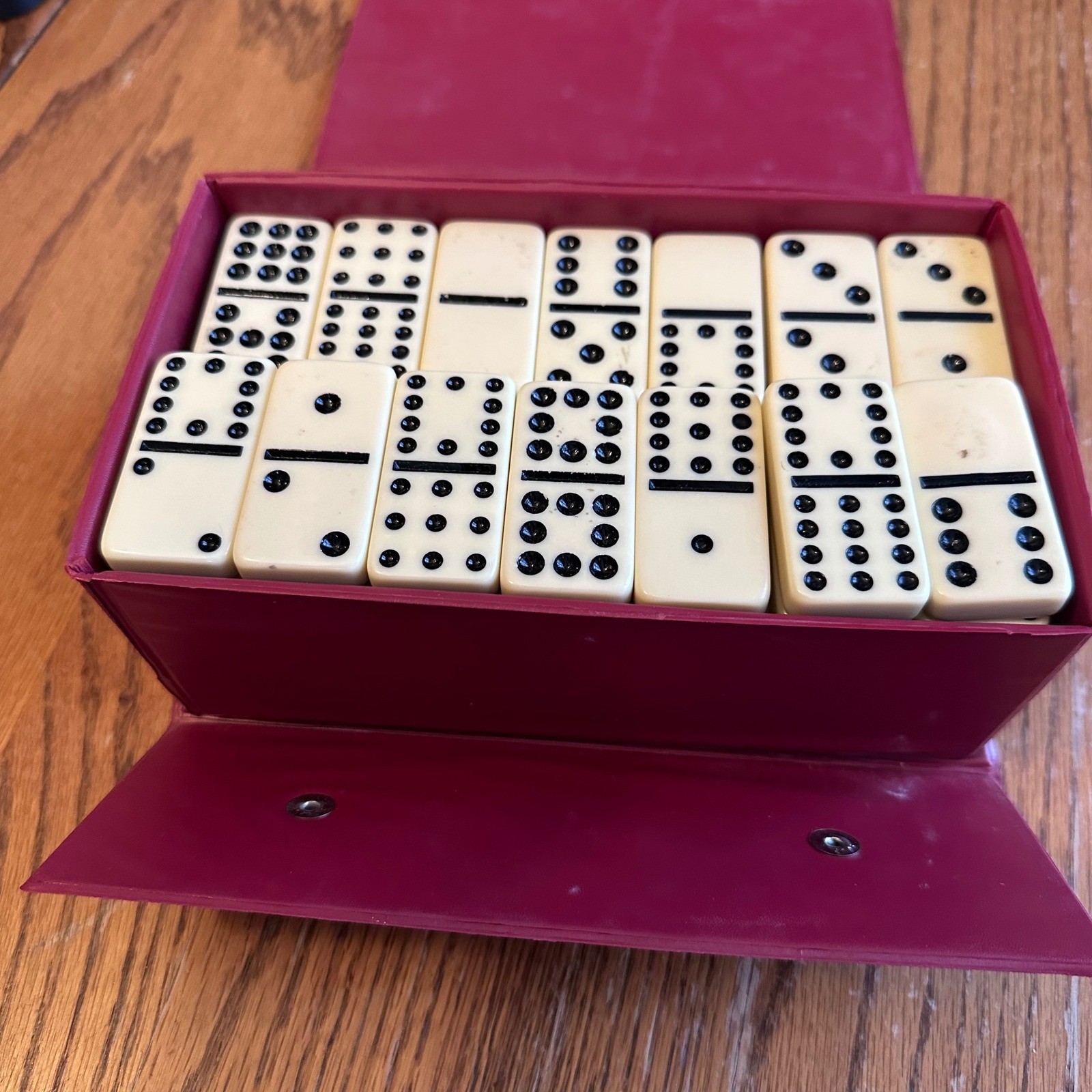 Cardinal Double Twelve Dominoes Magenta Premier Edition No 512 Vintage