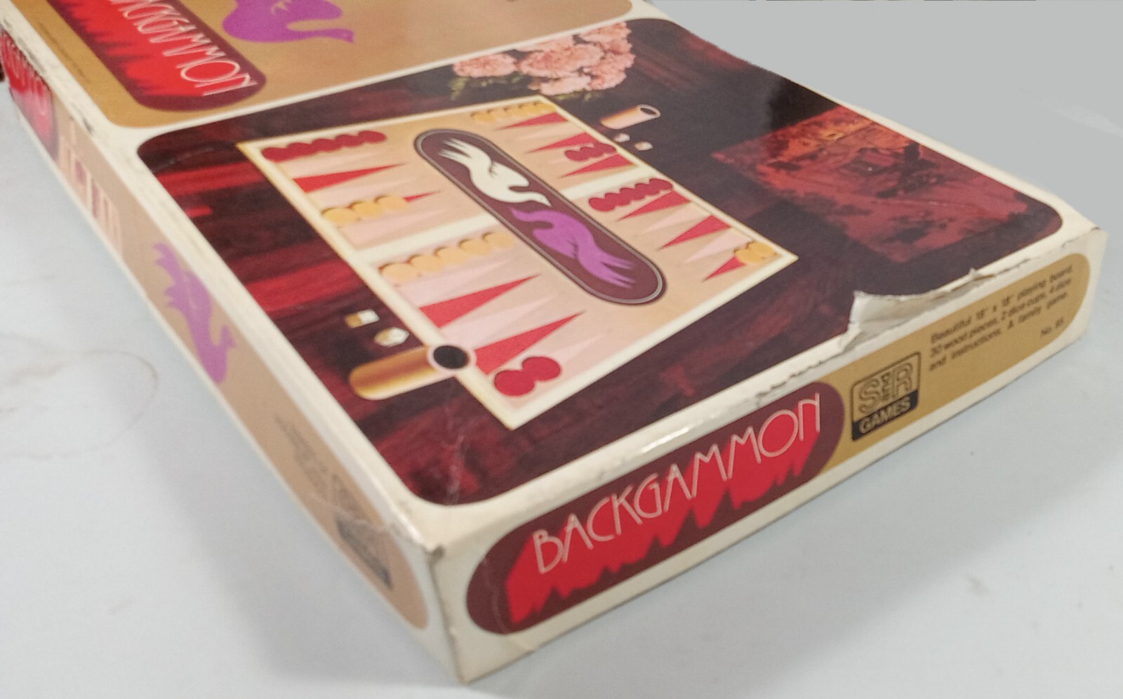 S&R Games Backgammon Board Game Complete Vintage 1975 Box Has A Tear See Picture