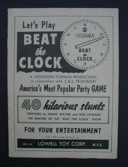 1954 How to Play Beat the Clock Game Manual Goodson Todman Lowell Toy Corp