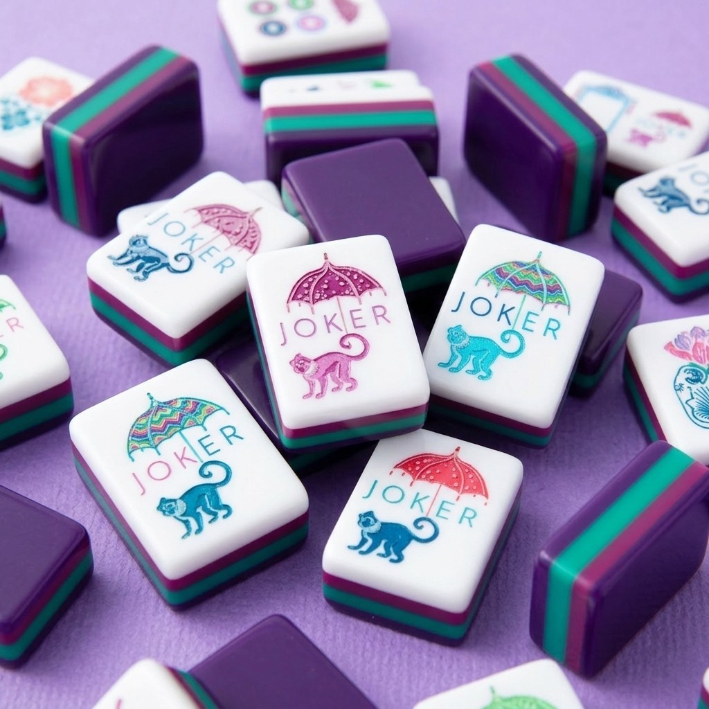 160 Imperial Purple American Mahjong Tiles 4-Layer Acrylic Engraved Set