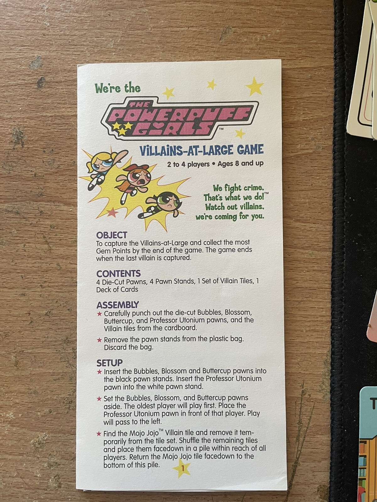 CARTOON NETWORK The Powerpuff Girls Villains At Large VTG Card Game COMPLETE