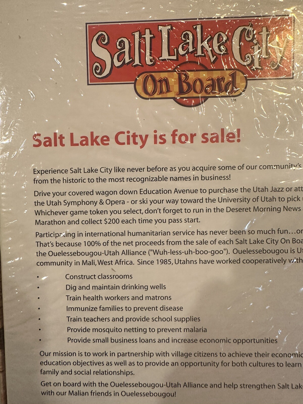 NEW Salt Lake City Help On Board Game Real Estate Trading Africa Fundraiser 2017