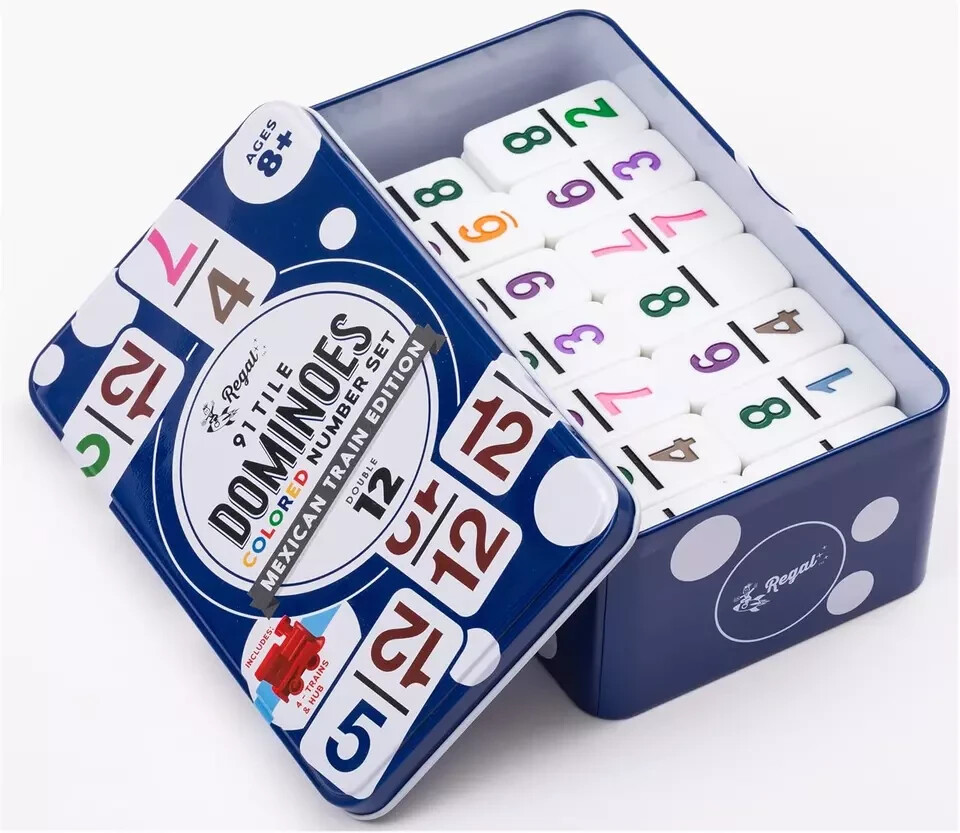 Mexican Train Dominoes Set for Adults – Double 12 Dominoes with 91 Numbered Domi