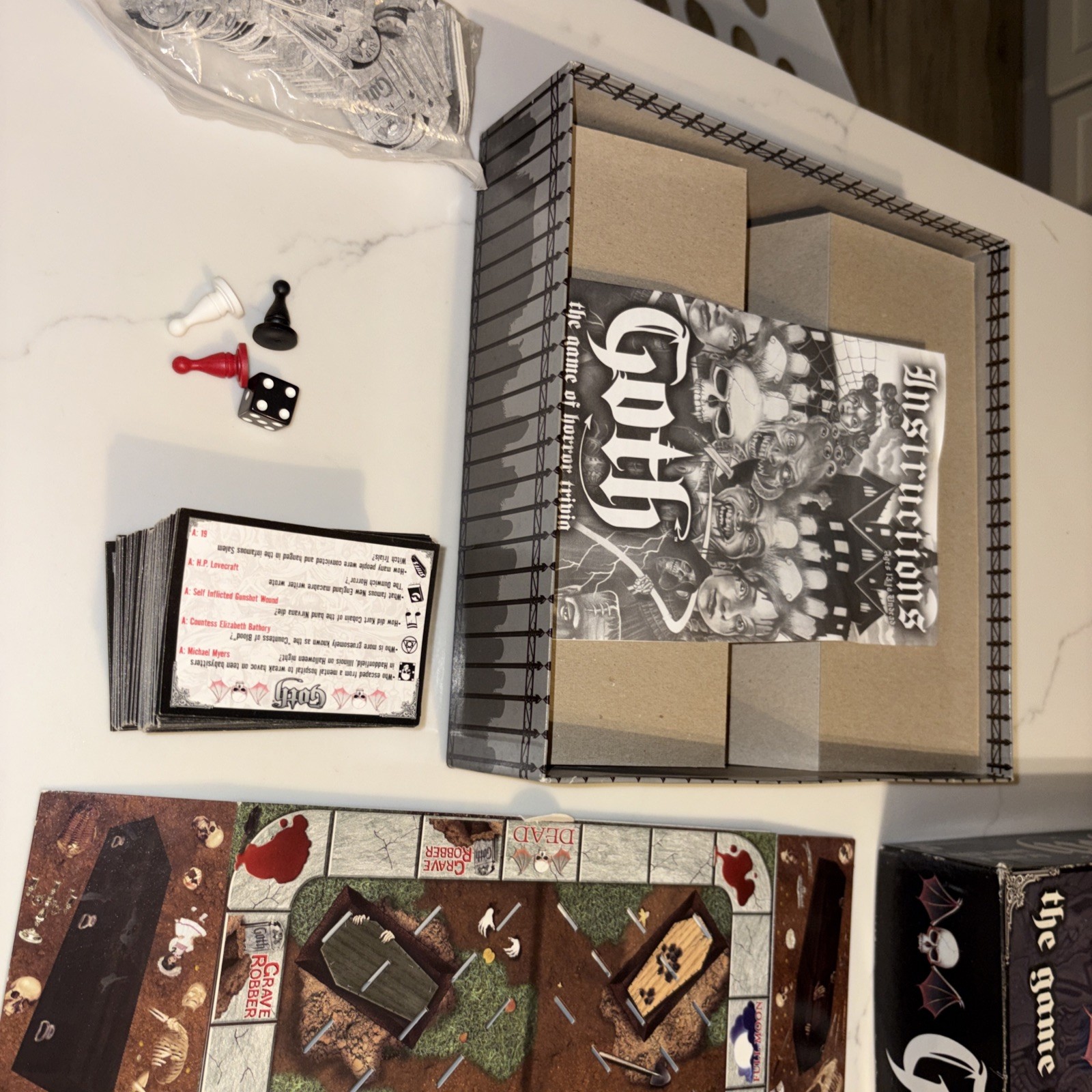 Goth The Game of Horror Trivia Board Game used /great shape 1 Pawn Missing