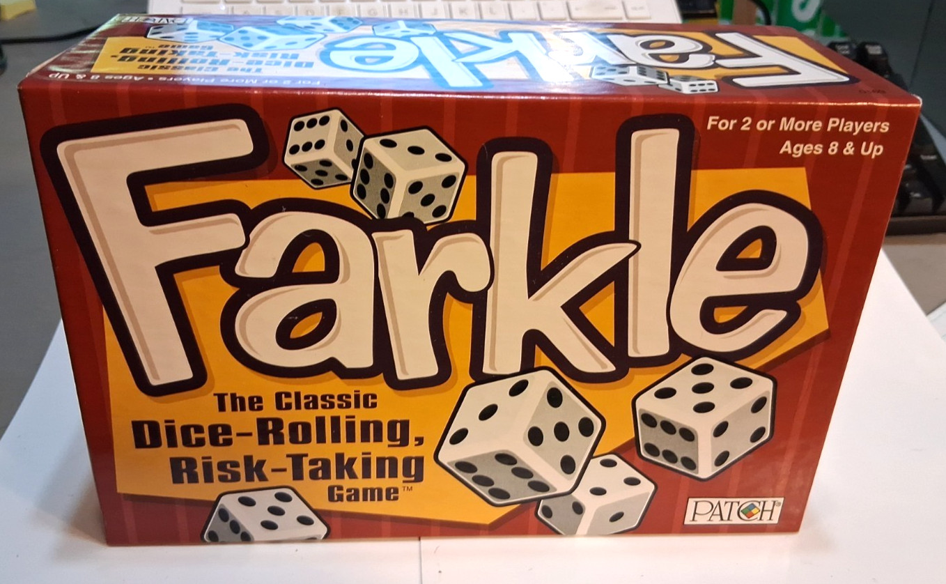 Farkel Game by Patch Complete Boxed Game 6 Dice Cup Score Sheets Instructions
