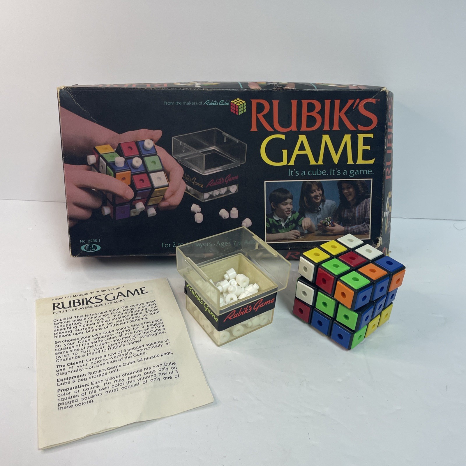 Vintage Rubik’s Cube Game 1982 Complete Ideal Toy Corp Peg Game Original Box-GS