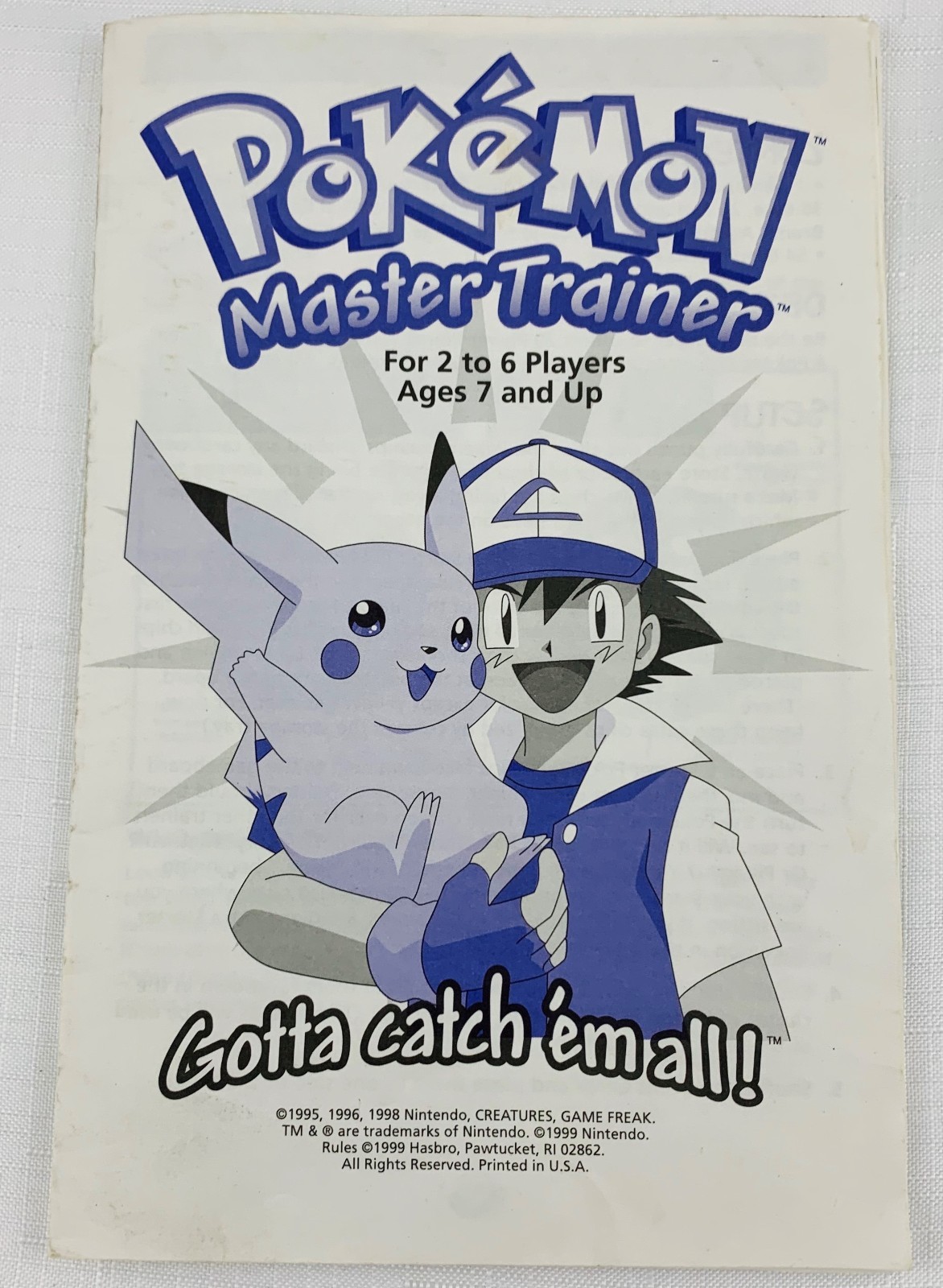 1999 Pokemon Master Trainer Game by Milton Bradley Complete in Great Condition