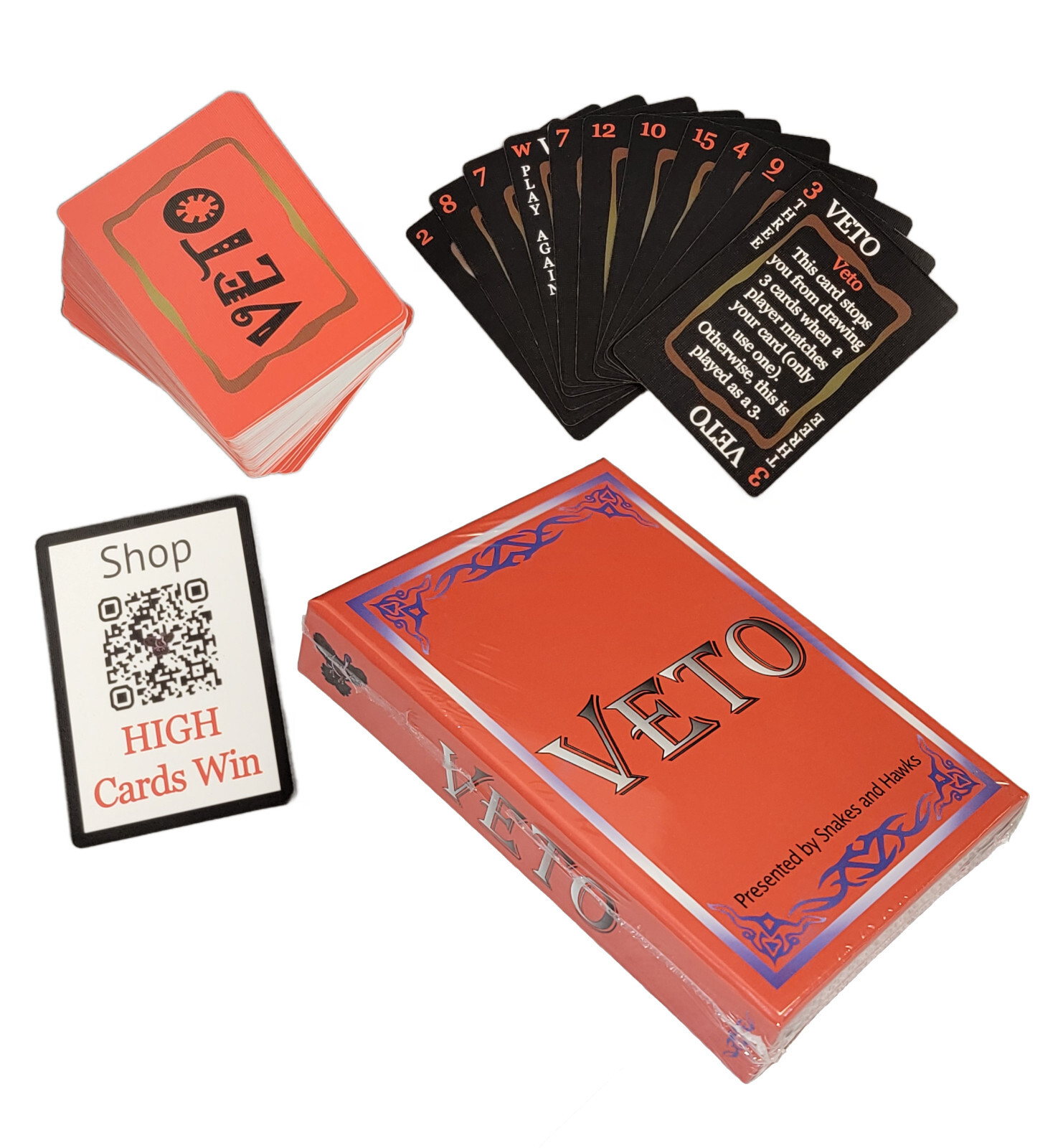 New VETO Card Game, 2nd Edition, Fun Family Shedding Card Game for 2-4 Players
