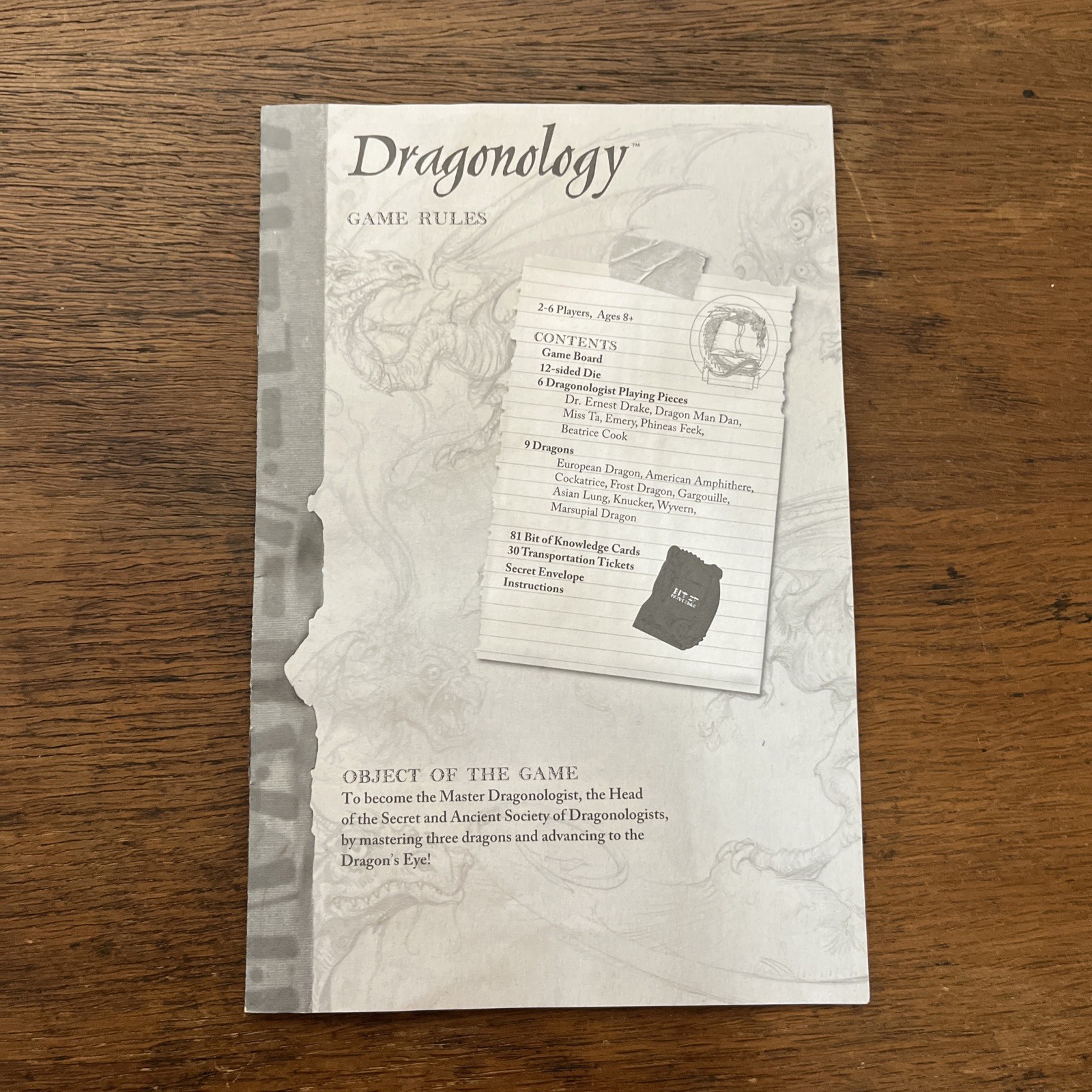 Dragonology The Game Board Game by Sababa Toys Based on Book Series 2006