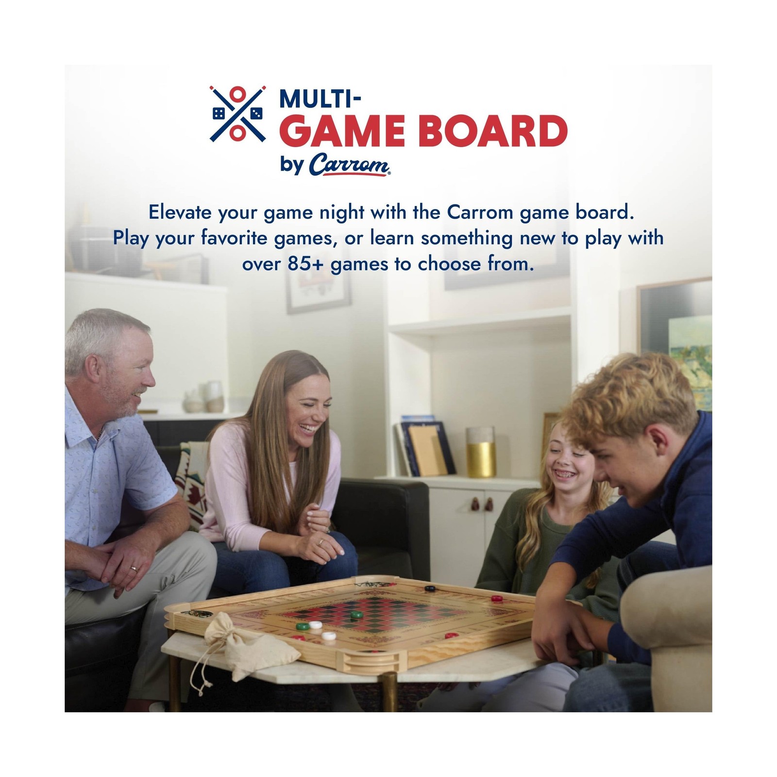 Carrom Board Game Set — Large Board Games for Adults & Children — Ov