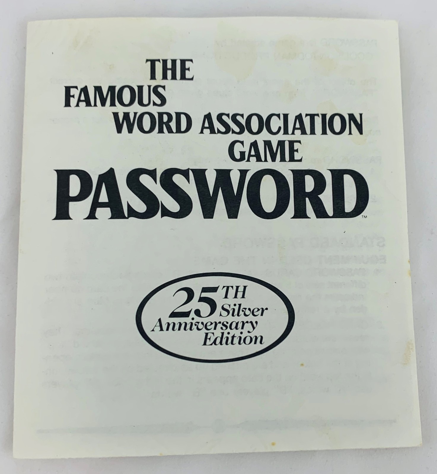 1986 Password Game 25th Edition by Milton Bradley Complete Good Cond FREE SHIP