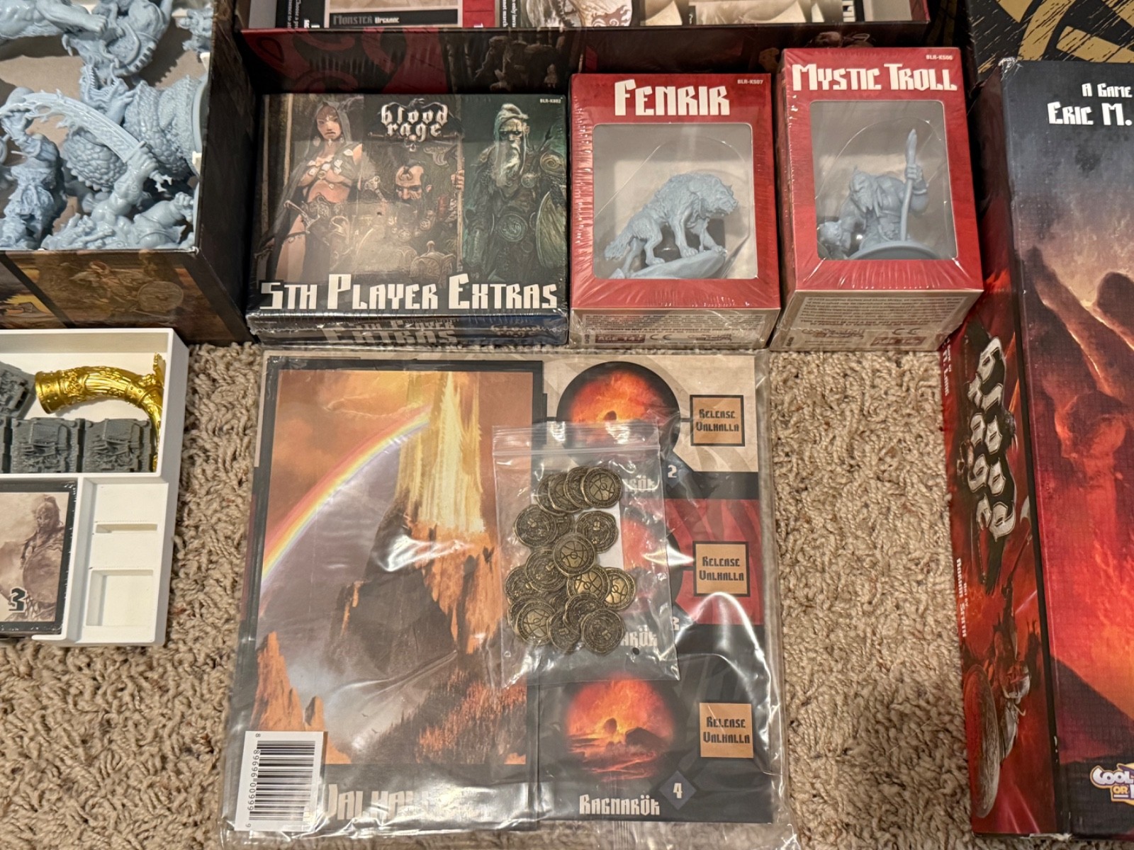 CMON Blood Rage Kickstarter Exclusives Board Game Lot + Expansions + Insert