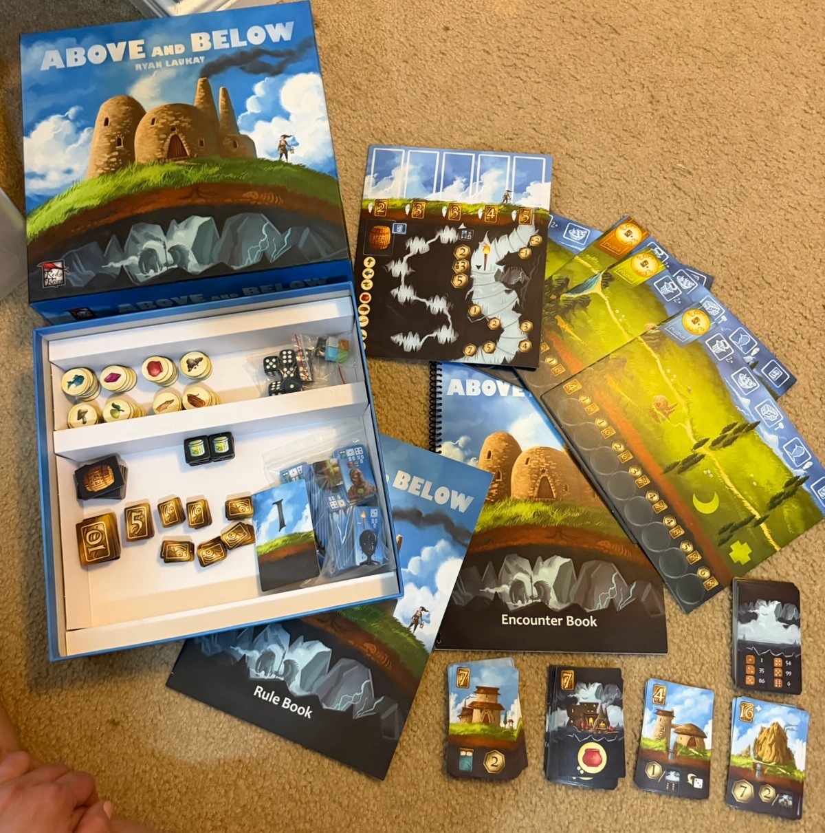 Red Raven Games Above and Below Fantasy Board Game Complete Set Dice Cards