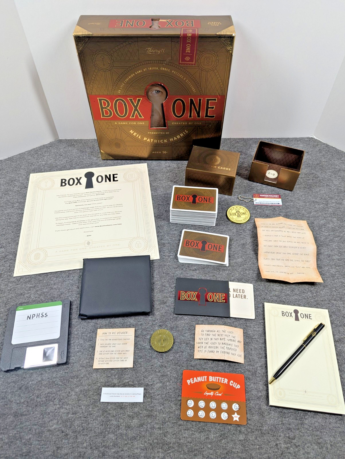 Box One Game by Neil Patrick Harris Escape Room Theory11 Puzzle Card Complete