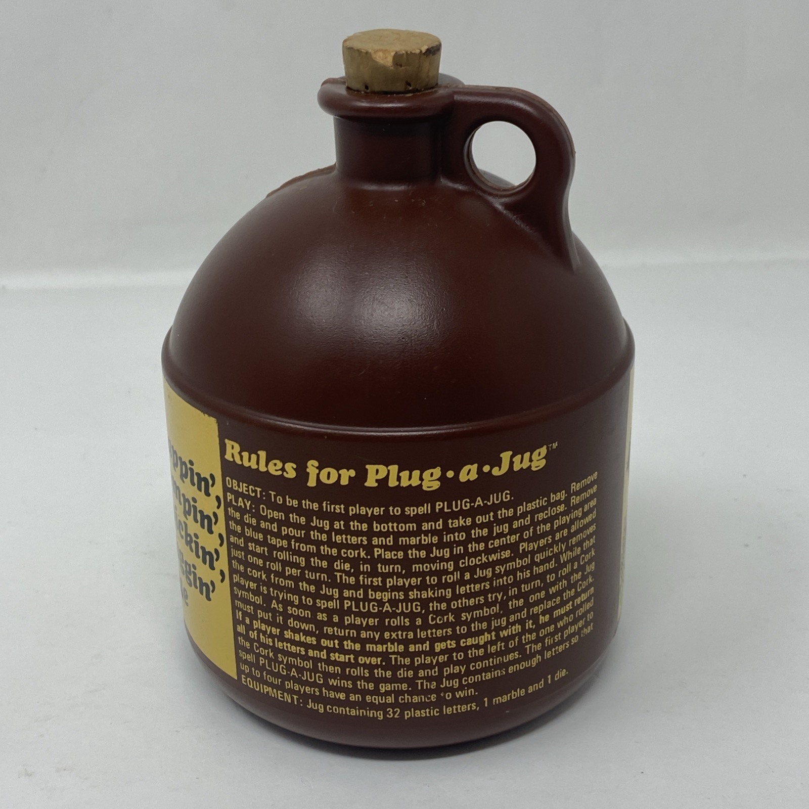 Vintage 60s Game Plug a Jug Brown Plastic Jug Container by Parker Brothers