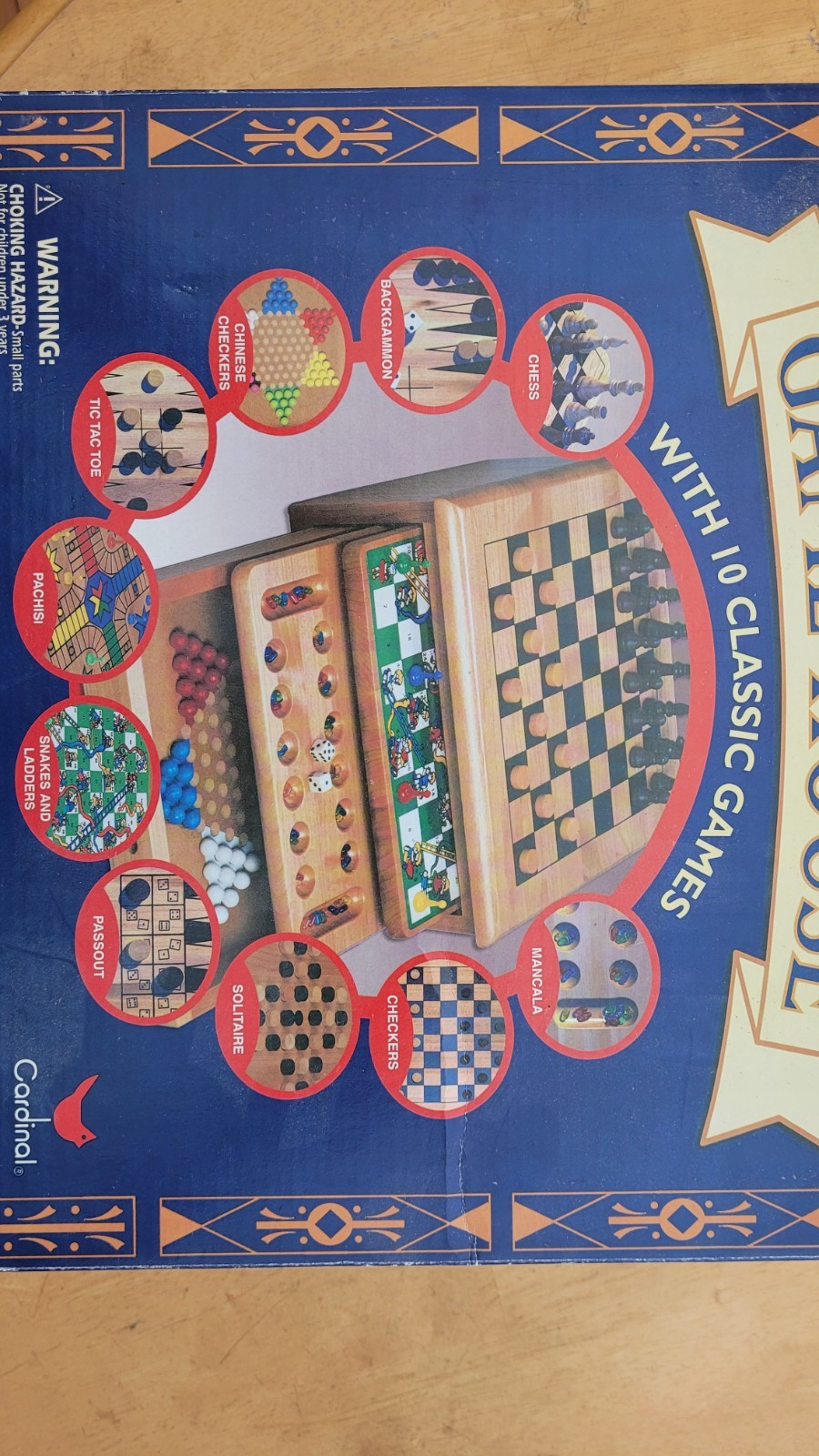 Vintage Multiple Classic Ten Games Solid Wood Boards “Game House”