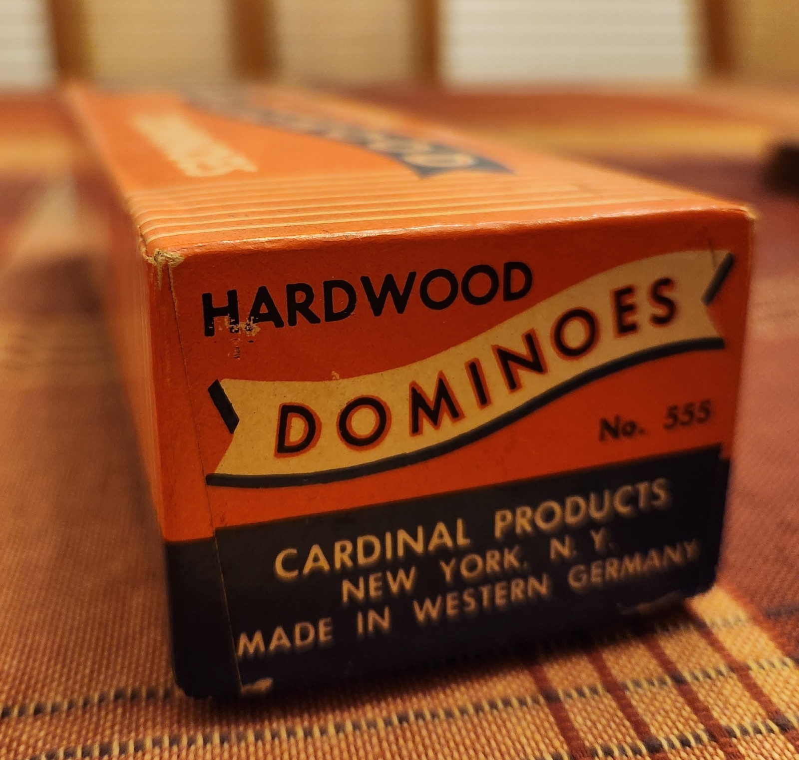 Vintage Cardinal Products Hardwood Dominoes #555 West Germany Double Six Orange