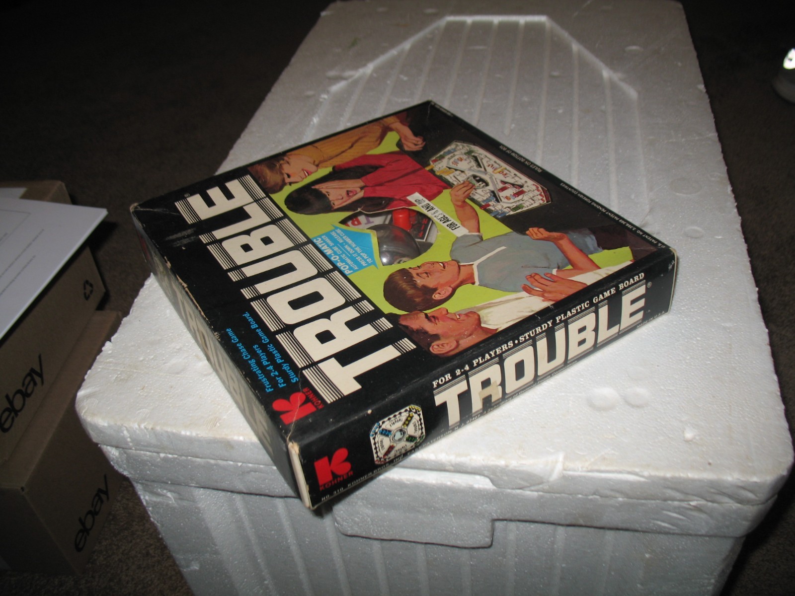 VTG KOHNER BROS BOARD GAME 1965 TROUBLE AGES 8 & UP GOOD USED CONDITION COMPLETE