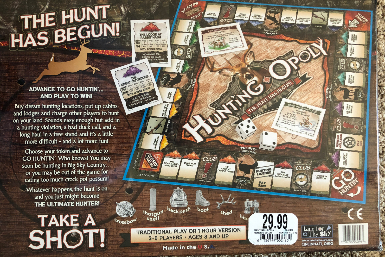 HUNTING-OPOLY Hunting Themed Monopoly Sportsman Game S21