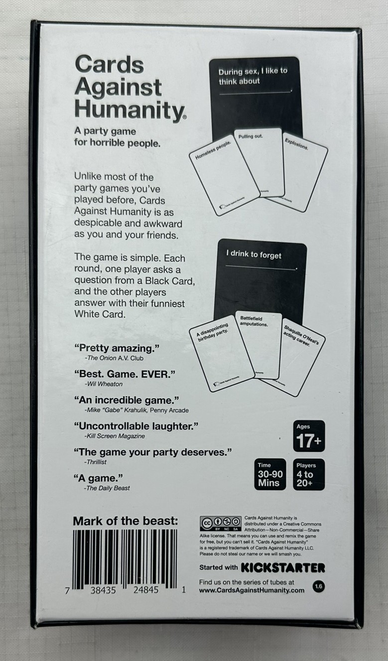 Cards Against Humanity Game w/Expansion #1 Complete Great Condition FREE SHIP