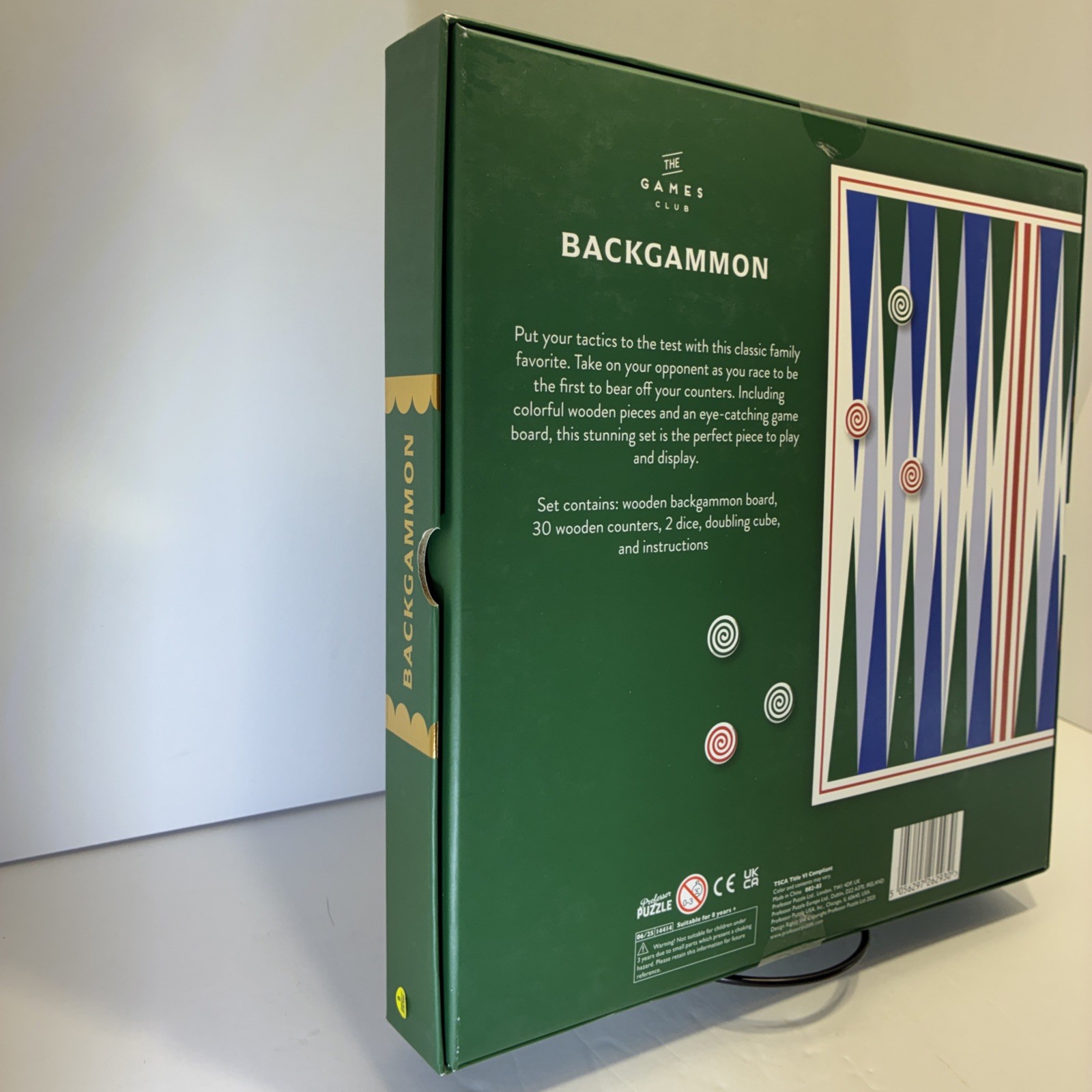 The Games Club Backgammon Wooden Game Set New in Box Professor Puzzle 8 + years