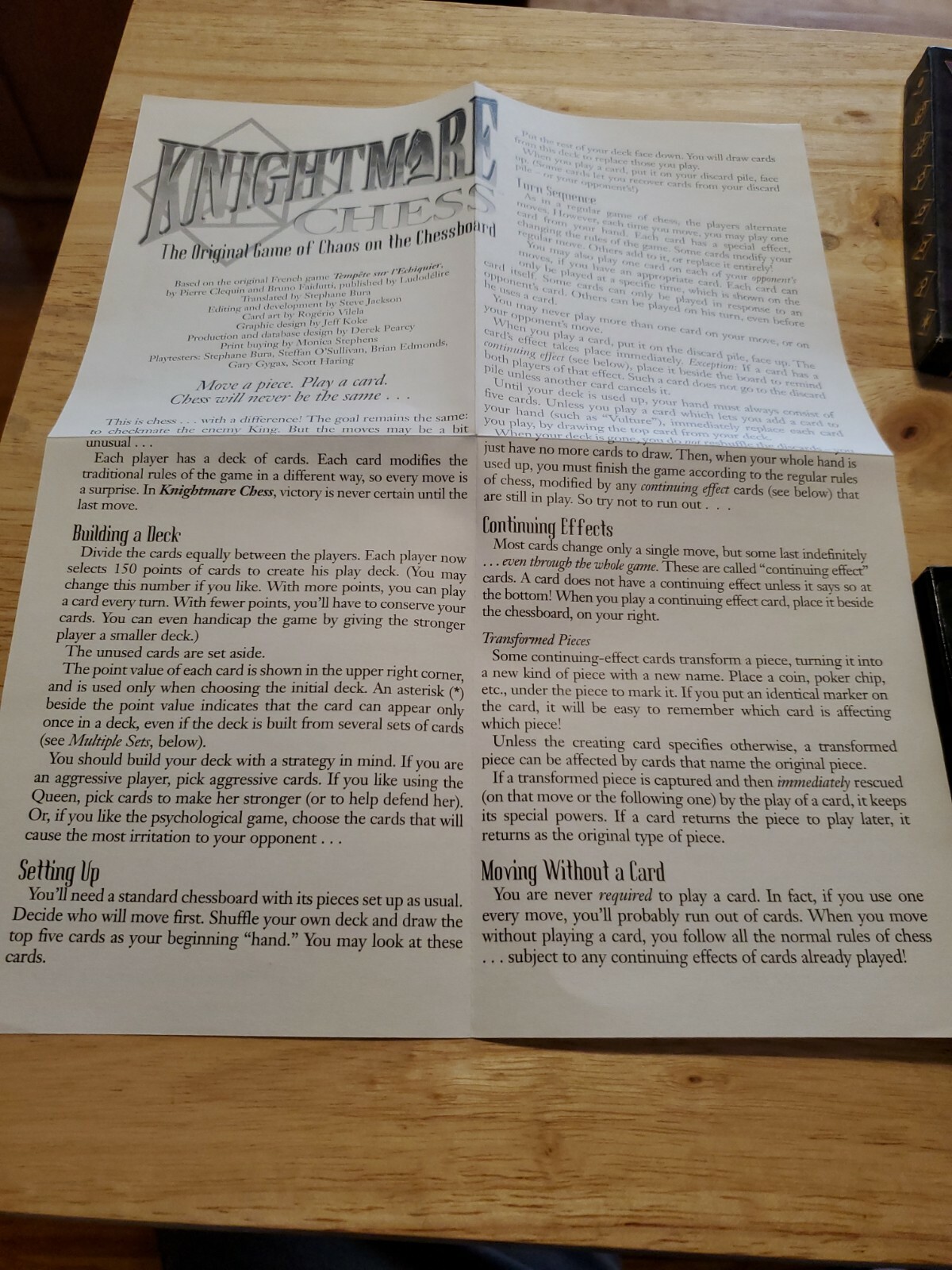 Knightmare Chess 1st Edition Steve Jackson Games opened but never played w rules