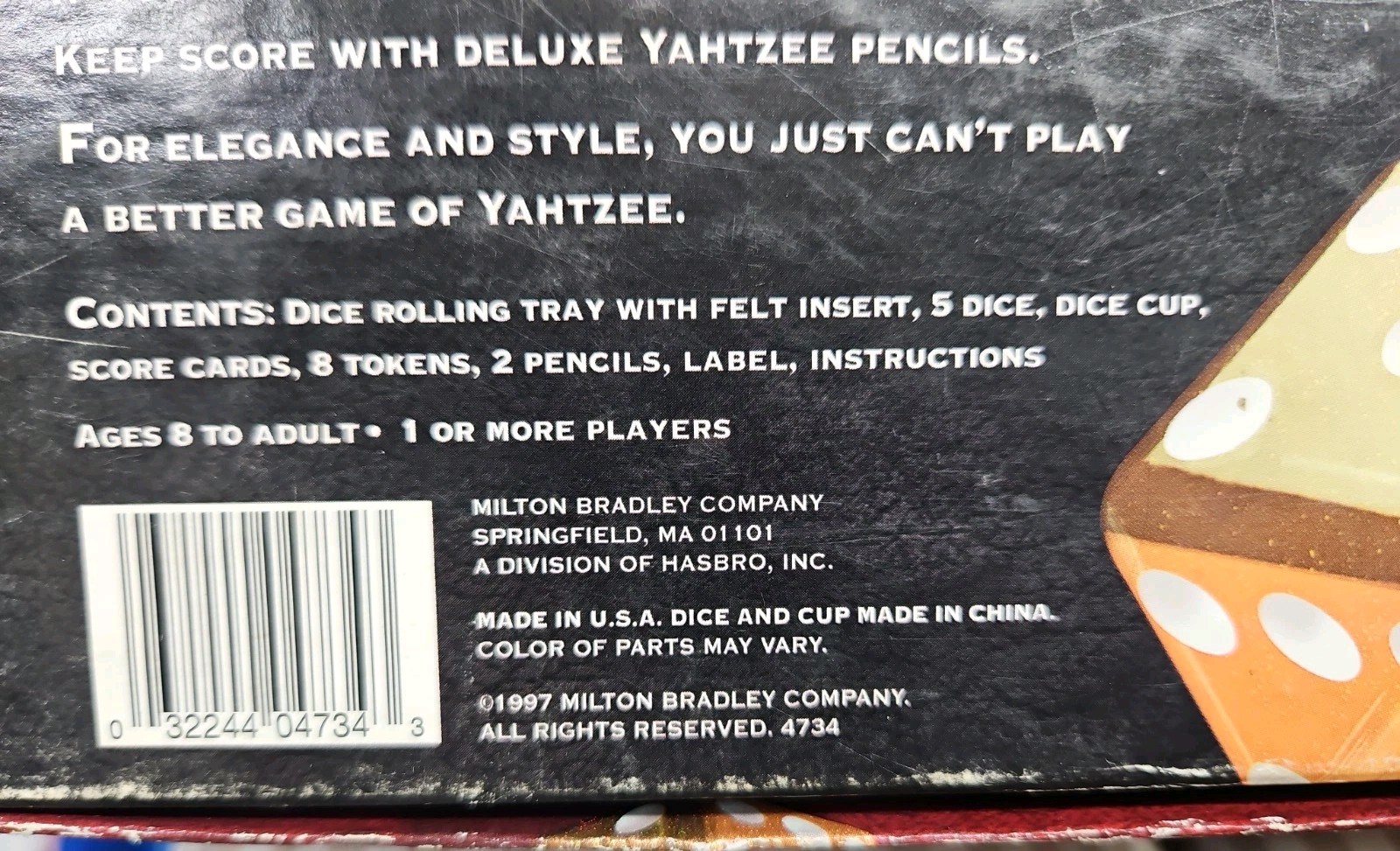Yahtzee Deluxe Edition Gold Dice Vintage 1997 Game Shake, New Pencils Complete
