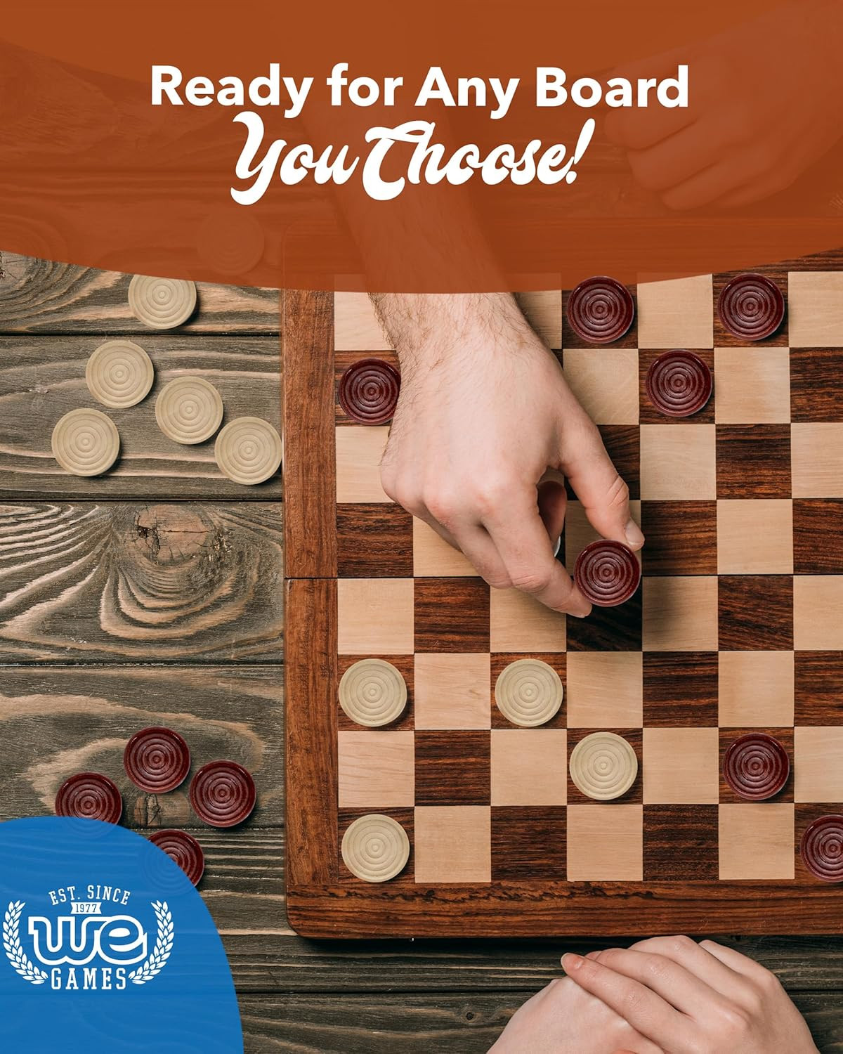 Wooden Checkers Pieces Only (1.5 Inch), Checker Board Game & Backgammon Pieces,