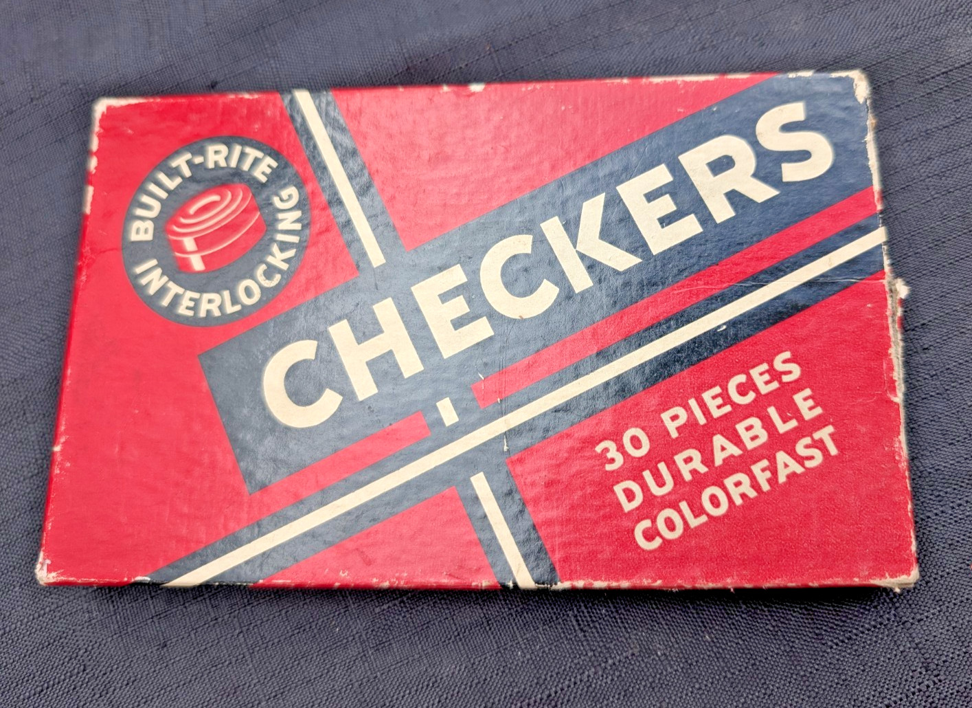 Vintage 1950’s Checkers game Built-Rite Interlocking w/ Original Box 30 piece