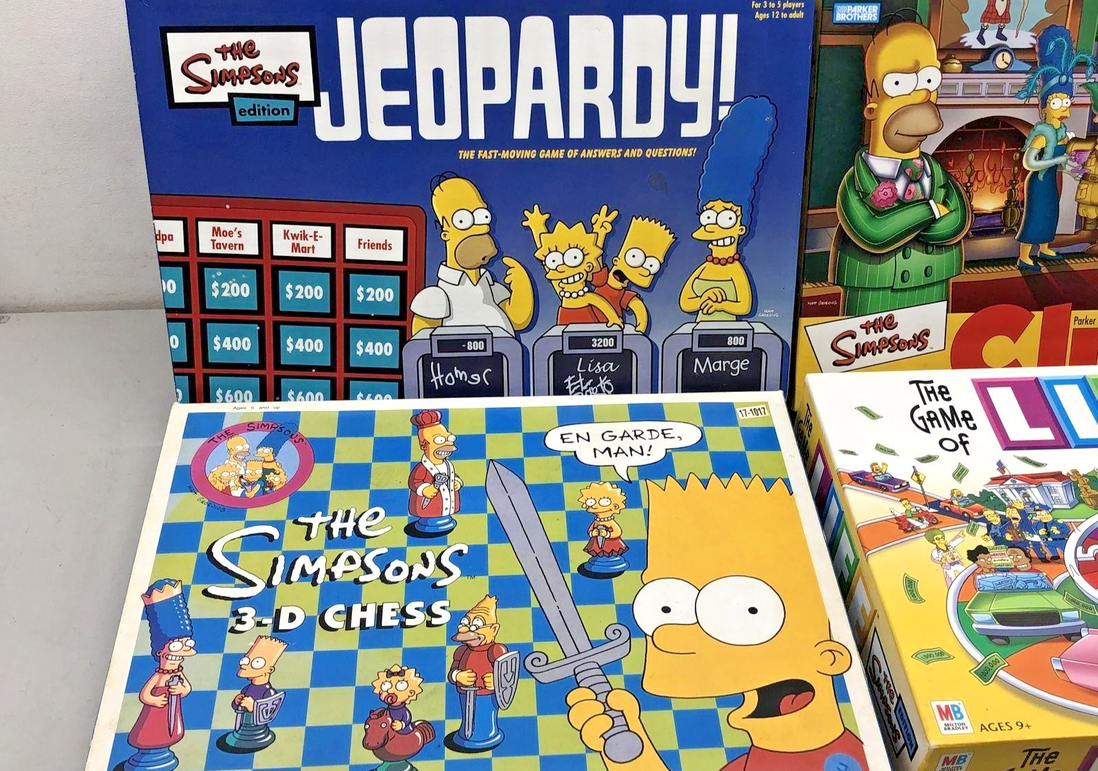The Simpsons Board Game Lot Jeopardy Clue Life 3-D Chess Vintage 4 Games