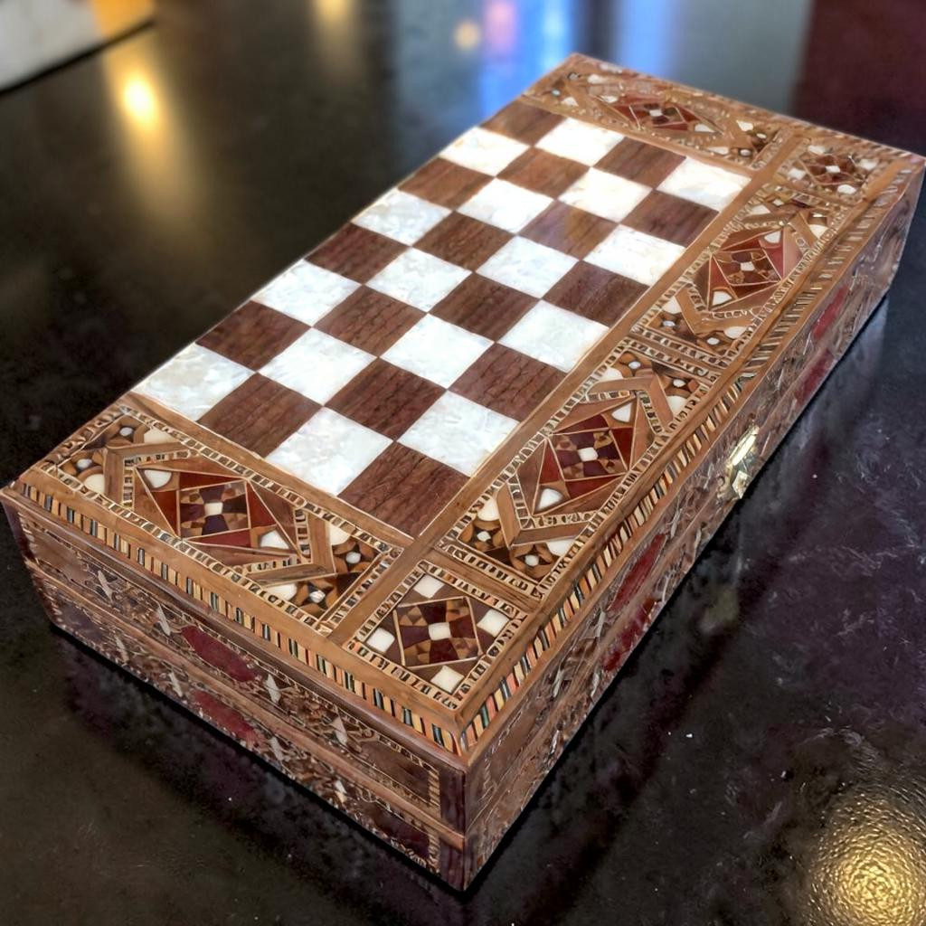 Backgammon Chess Set Handmade Solid Rosewood Game Board 3in1🎁 Gift Idea