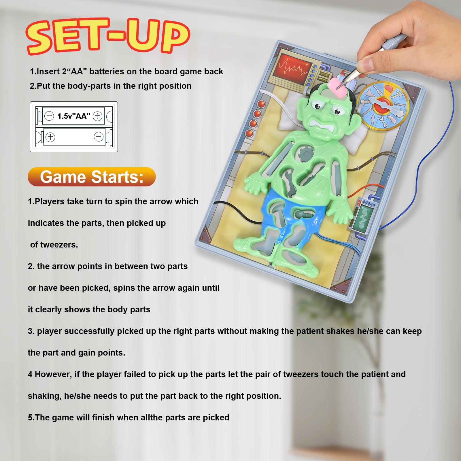 Operated Monster Board Game for Ages 3-8-12 Years Old with Tweezers and Fun G…