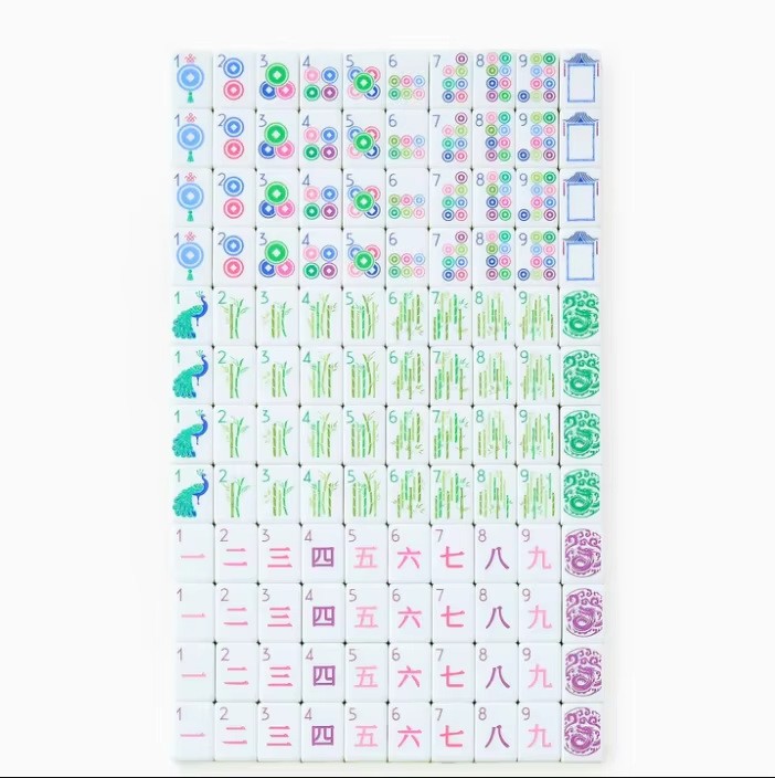 NEW! Vibrant Layered Mahjong Tiles – Full American Set 160Tiles – apple green