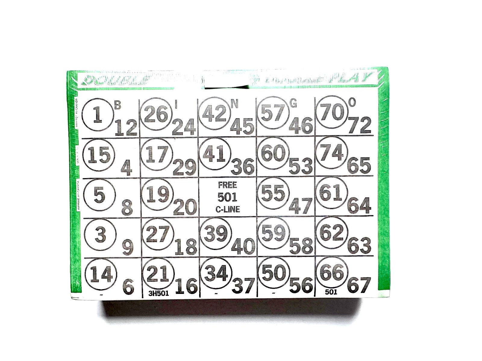 1 on Double Action Double Play Bingo Paper Cards-Pack of 500-Color Green Border
