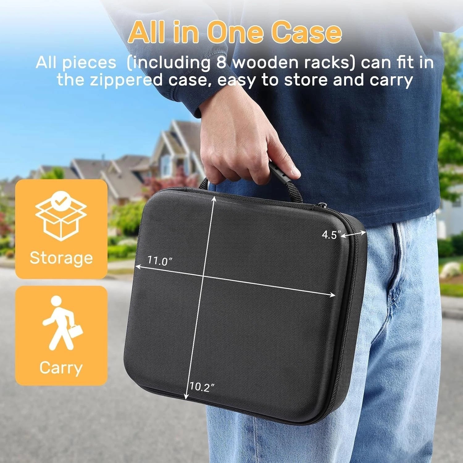 Rummy Cube 8 Player Set – 214 Large Tiles, 8 Wooden Racks, Zipper Case