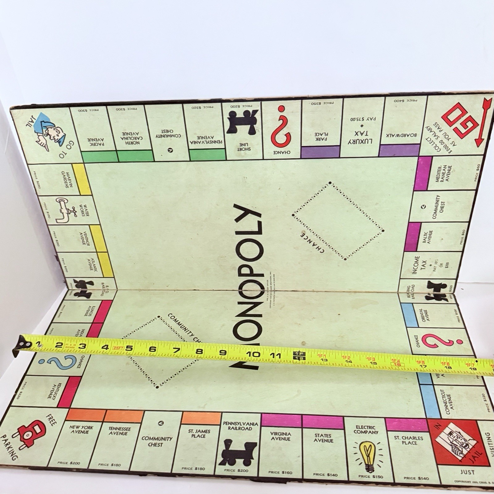 VINTAGE MONOPOLY BOARD 1935 – 1933 CHAS. B. DARROW- BOARD ONLY