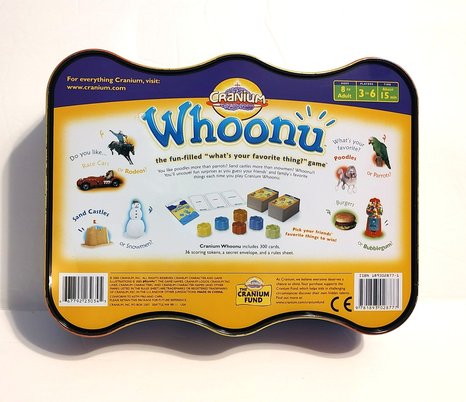 Cranium Whoonu Tin Edition Game 2005 Best Toy Award Complete No Instructions