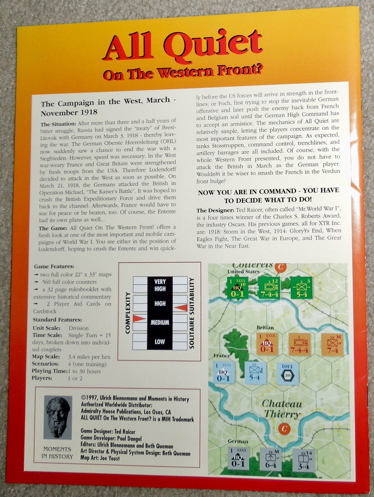 Vintage 1997 Moments in History All Quiet on the Western Front WW1 Wargame, UP