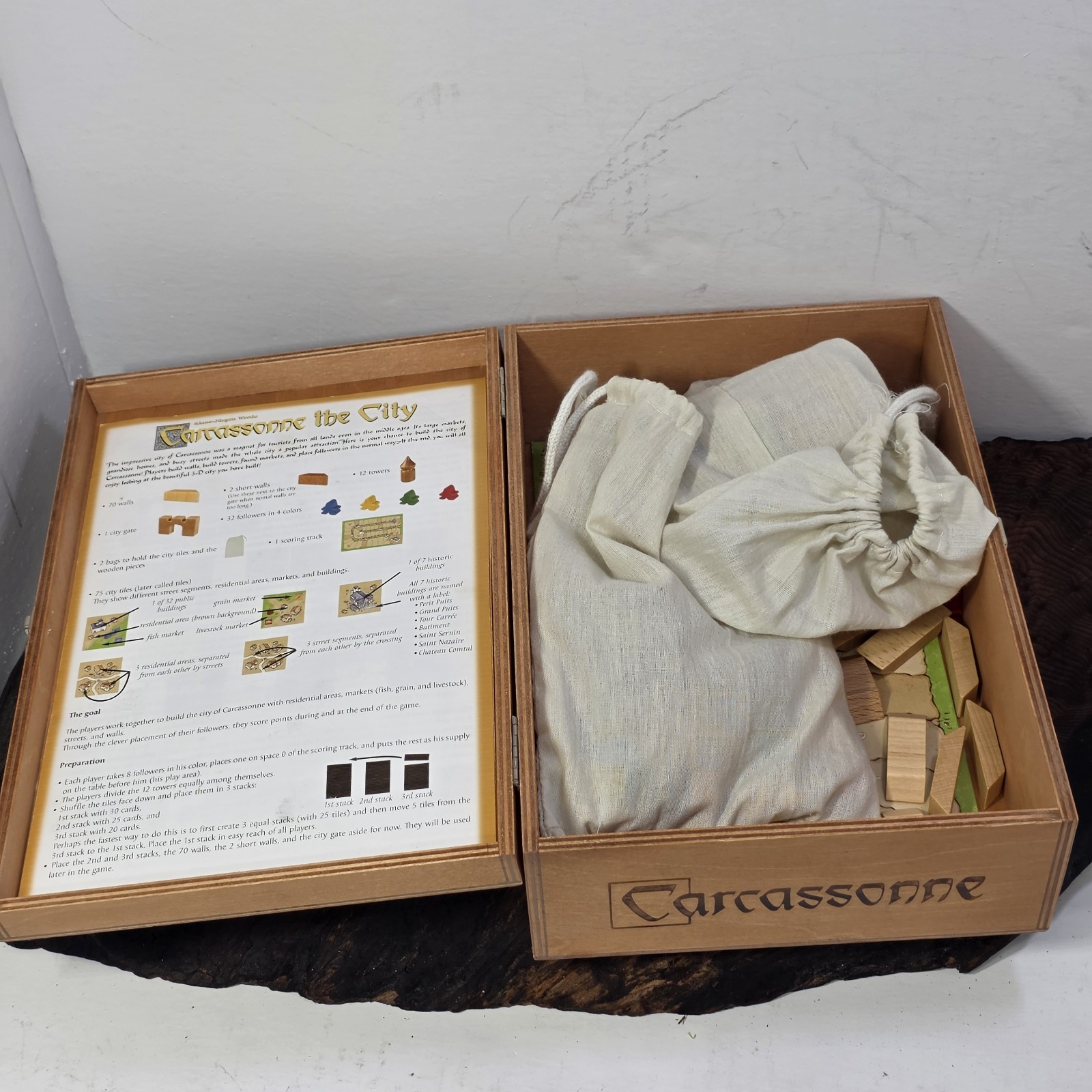 Carcassonne The City Klaus-Jurgen Wrede Complete Wooden Collector Edition Board
