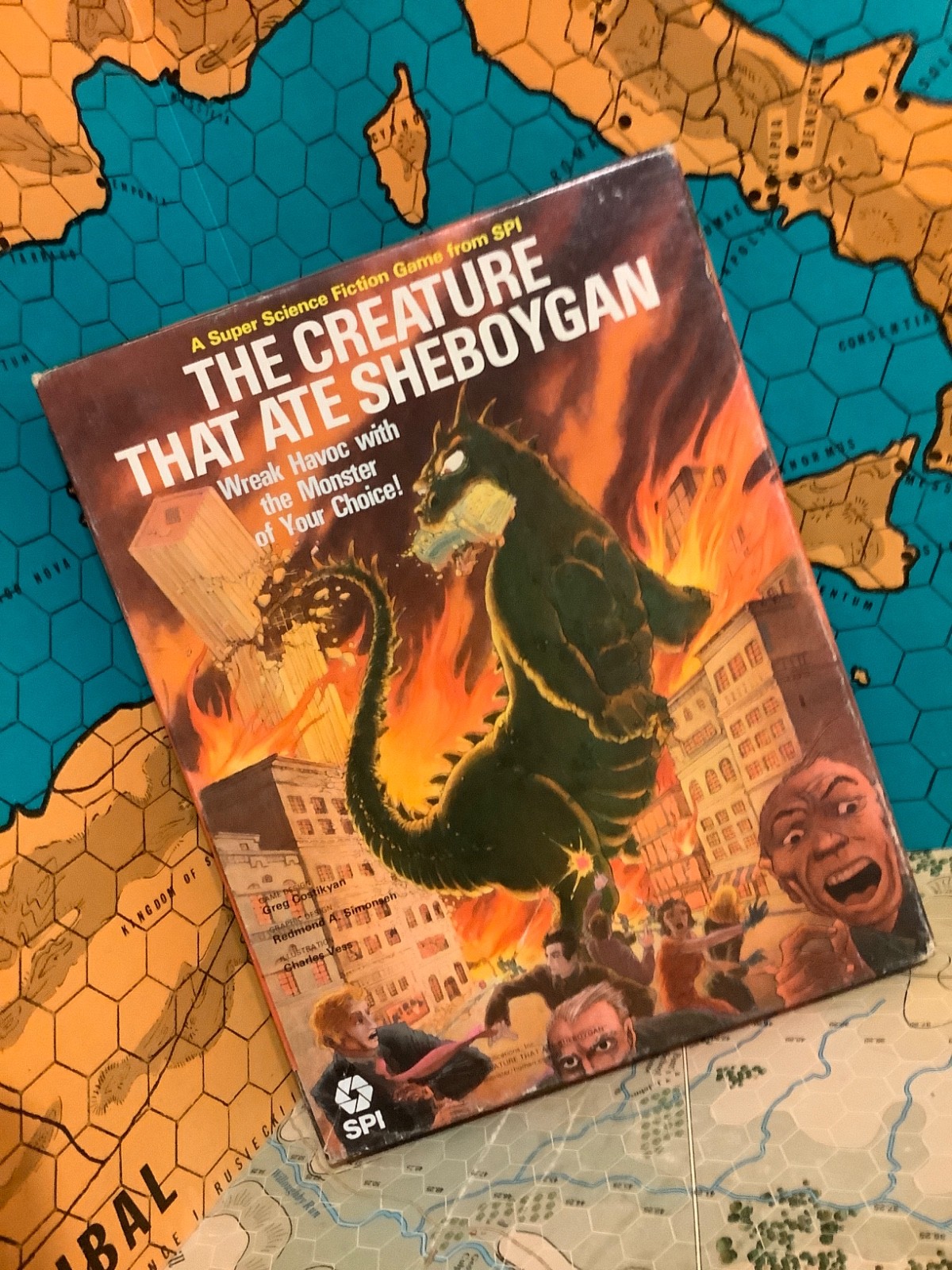 The CREATURE that ate SHEBOYGAN unpunched 1979 SPI BOX Kaiju Monster Sci-Fi