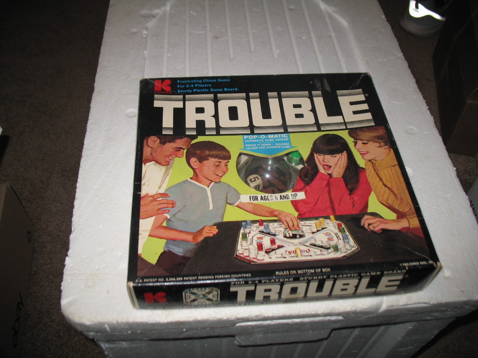 VTG KOHNER BROS BOARD GAME 1965 TROUBLE AGES 8 & UP GOOD USED CONDITION COMPLETE