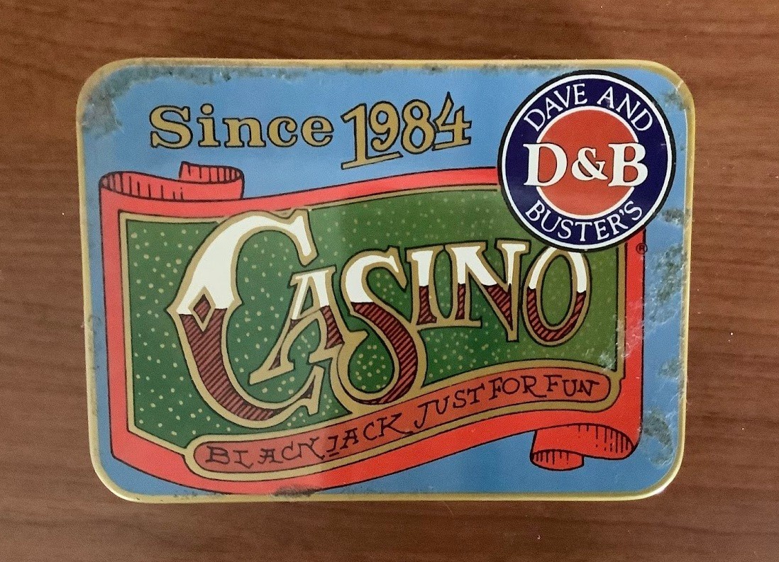 Dave & Busters Casino Game Tin Since 1984 Blackjack Poker Set Travel Game