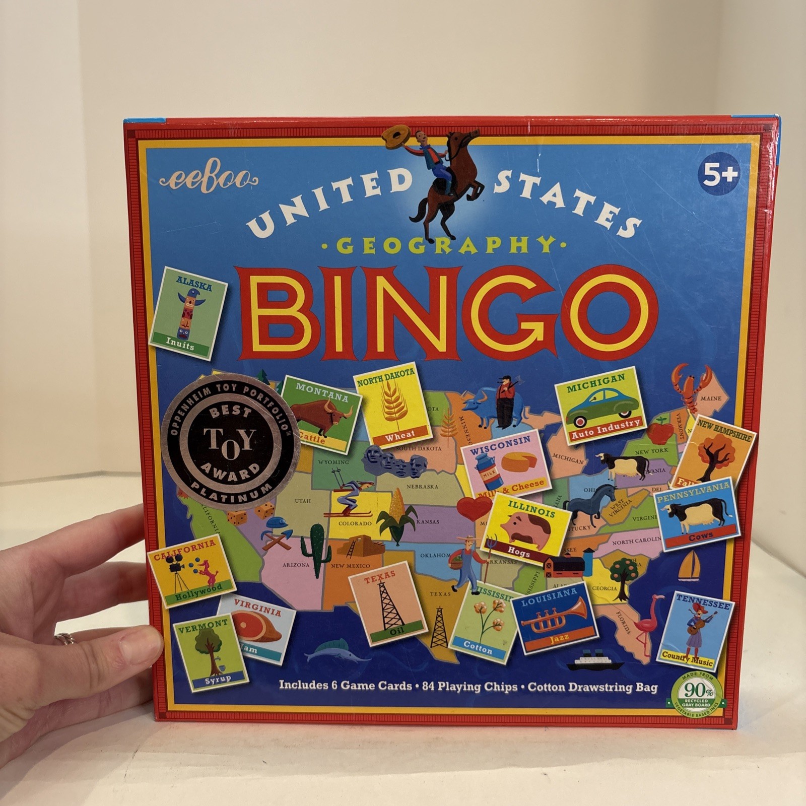 EEBOO United States Geography Bingo Board Game Special Edition