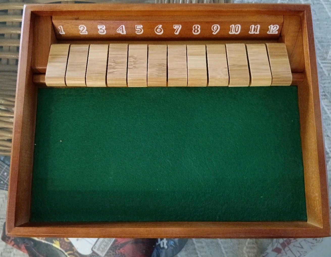 Shut the Box- 12 – Chh Games – Wood Box Dice Game