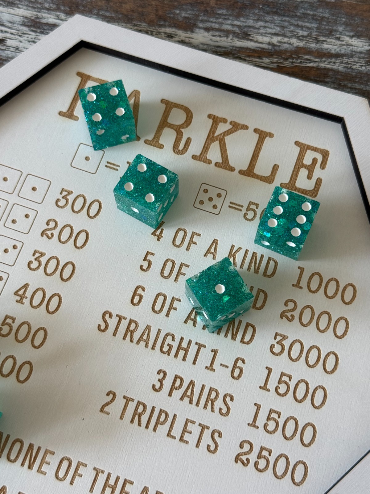 Resin Dice Set 6pcs – Mermaid Sparkles Teal – Handmade Replacement Dice Games