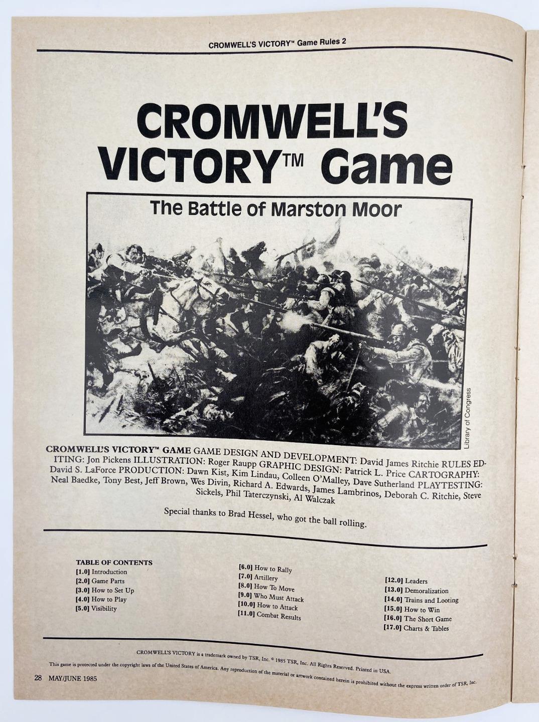 1985 TSR, Cromwell’s Victory Game: The Battle of Marston Moor, Unpunched w/Map